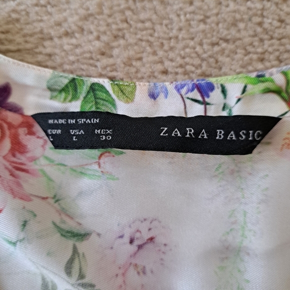 Zara Floral Blouse Women's Size Large Lightweight Top Colourful Long Sleeved - Picture 6 of 12